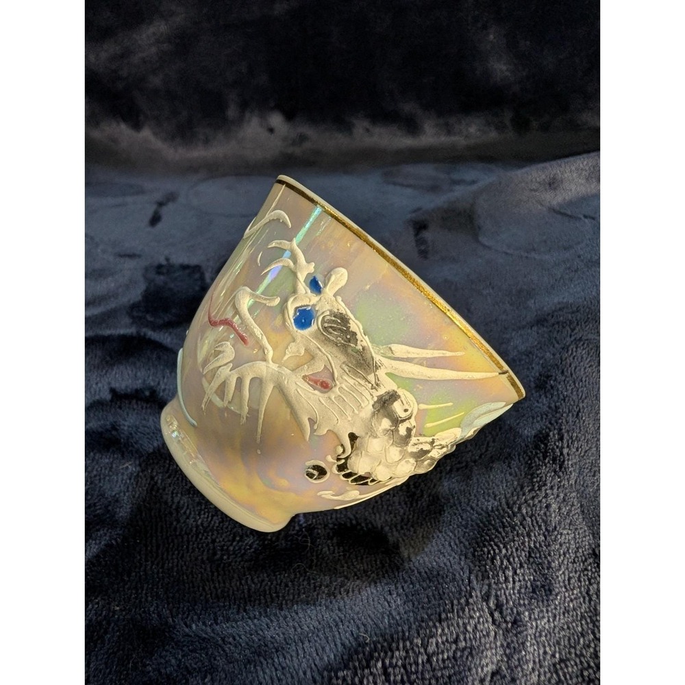Japanese Iridescent 17pc Tea Set Dragonware Lusterware Moriage Geisha Lithophane - Picture 9 of 16